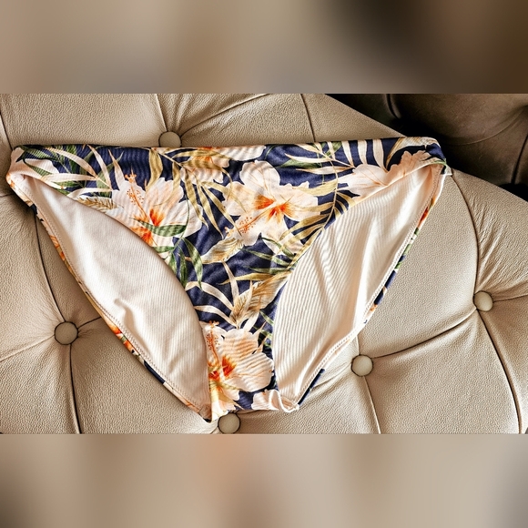 H&M Floral Tropical Orange Bikini Bottom Swimwear Briefs Cheeky Size 12 - Picture 4 of 4